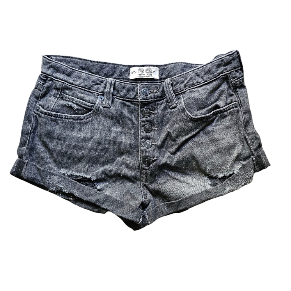 We the Free by Free People gray distressed denim‎ jeans shorts size 29